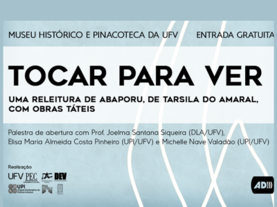 Cartaz do evento, de fundo azul claro com desenho estilizado em linhas brancas de uma pessoa sentada. 