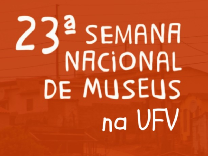Cartaz com fundo multicolorido e vulto de árvore à direita. 23ª Semana Nacional de Museus, dias 12 a 16 de maio. 
