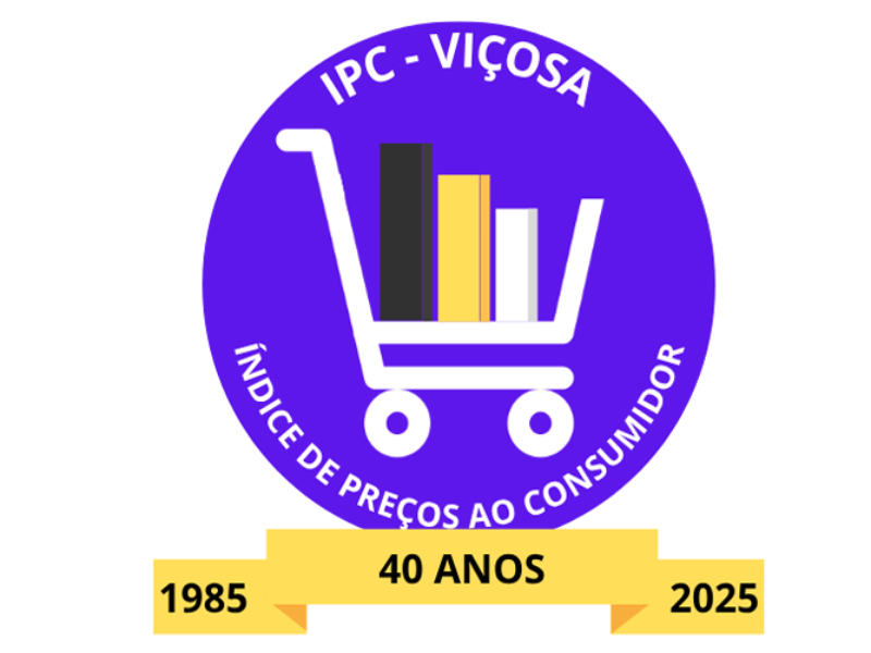 Logo do IPC, formado pelo desenho de um carrinho de compras com três barras de diferentes cores e tamanhos dentro. 