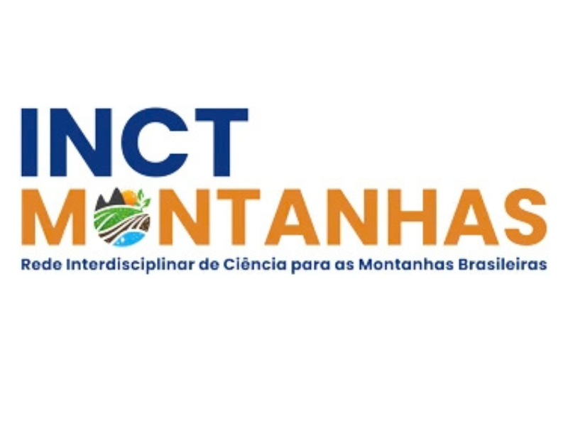 Logo do INCT Montanhas, em azul e laranja sobre fundo branco. 