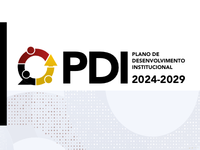 Card branco com a logo do PDI - Plano de Desenvolvimento Institucional 2024 a 2029. 