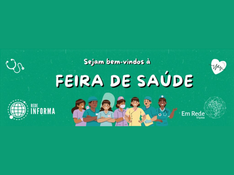 Fundo verde com desenho de médicas e enfermeiras de diferentes etnias. 