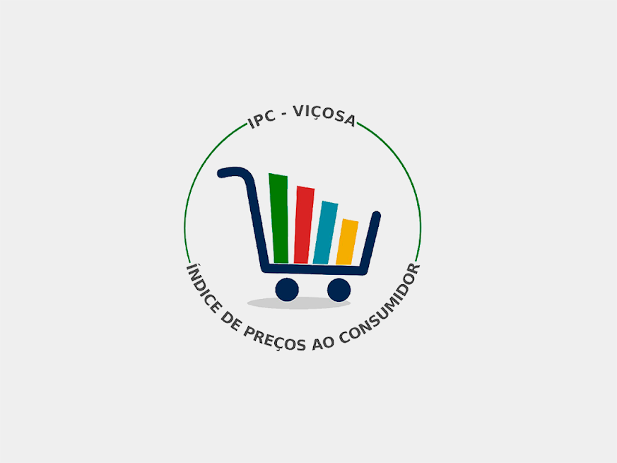 Desenho de carrinho de compras em azul escuro, com 4 retângulos coloridos dentro do cesto representando um gráfico. 