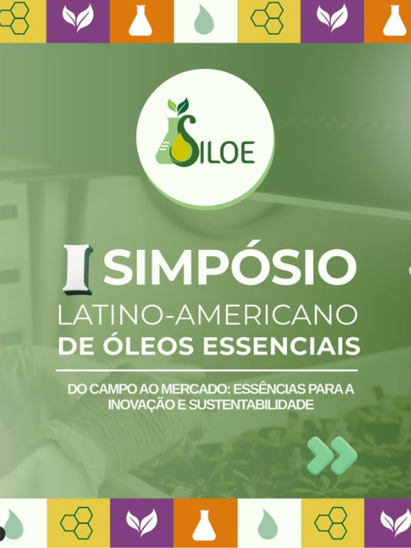 Logo do Siloe em verde com desenho de erlenmeyer com folhas saindo do topo e gota de óleo escorrendo. 