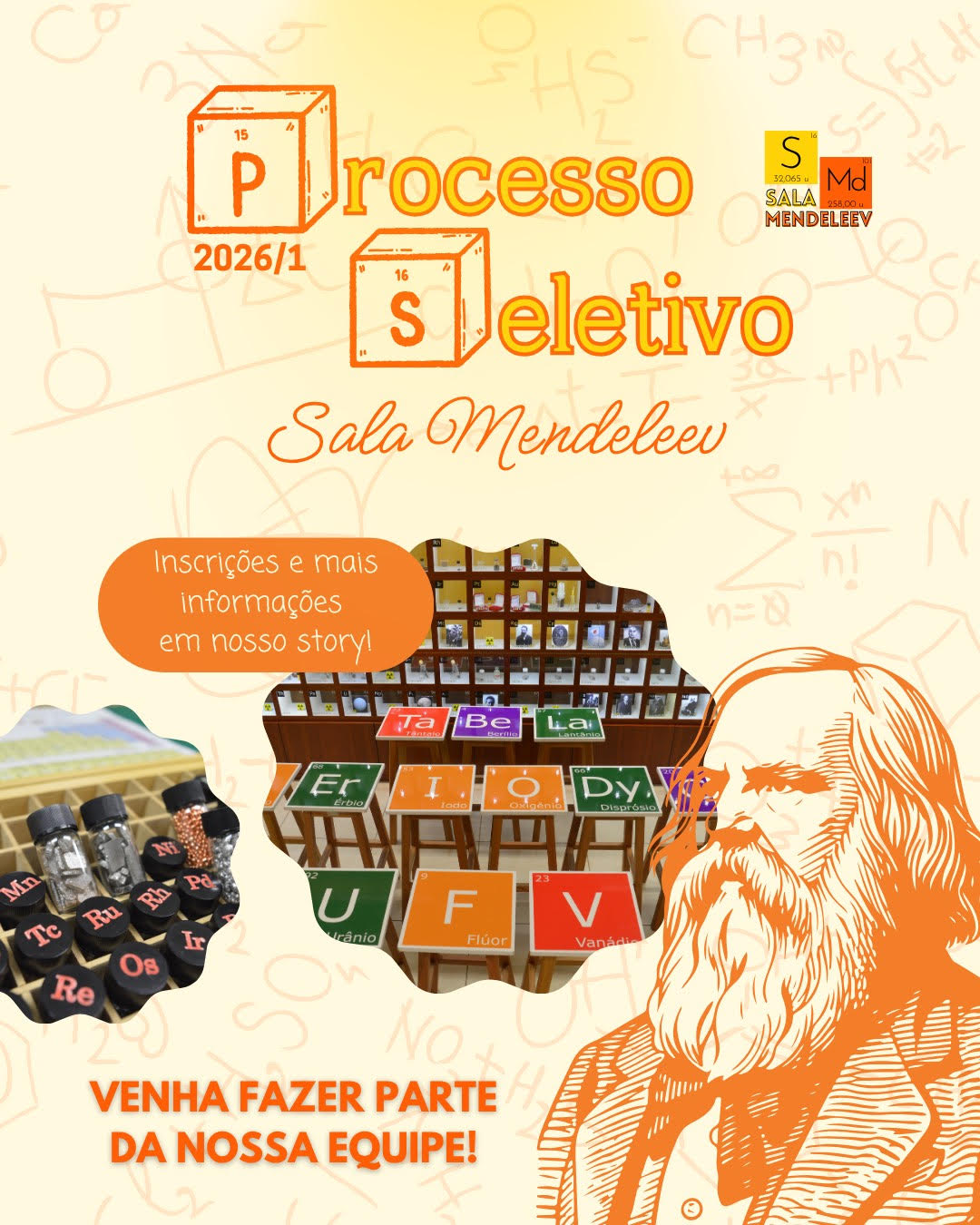 Desenho em laranja de homem idoso sério de cabelos, barba e bigode longos olhando para a esquerda. 
