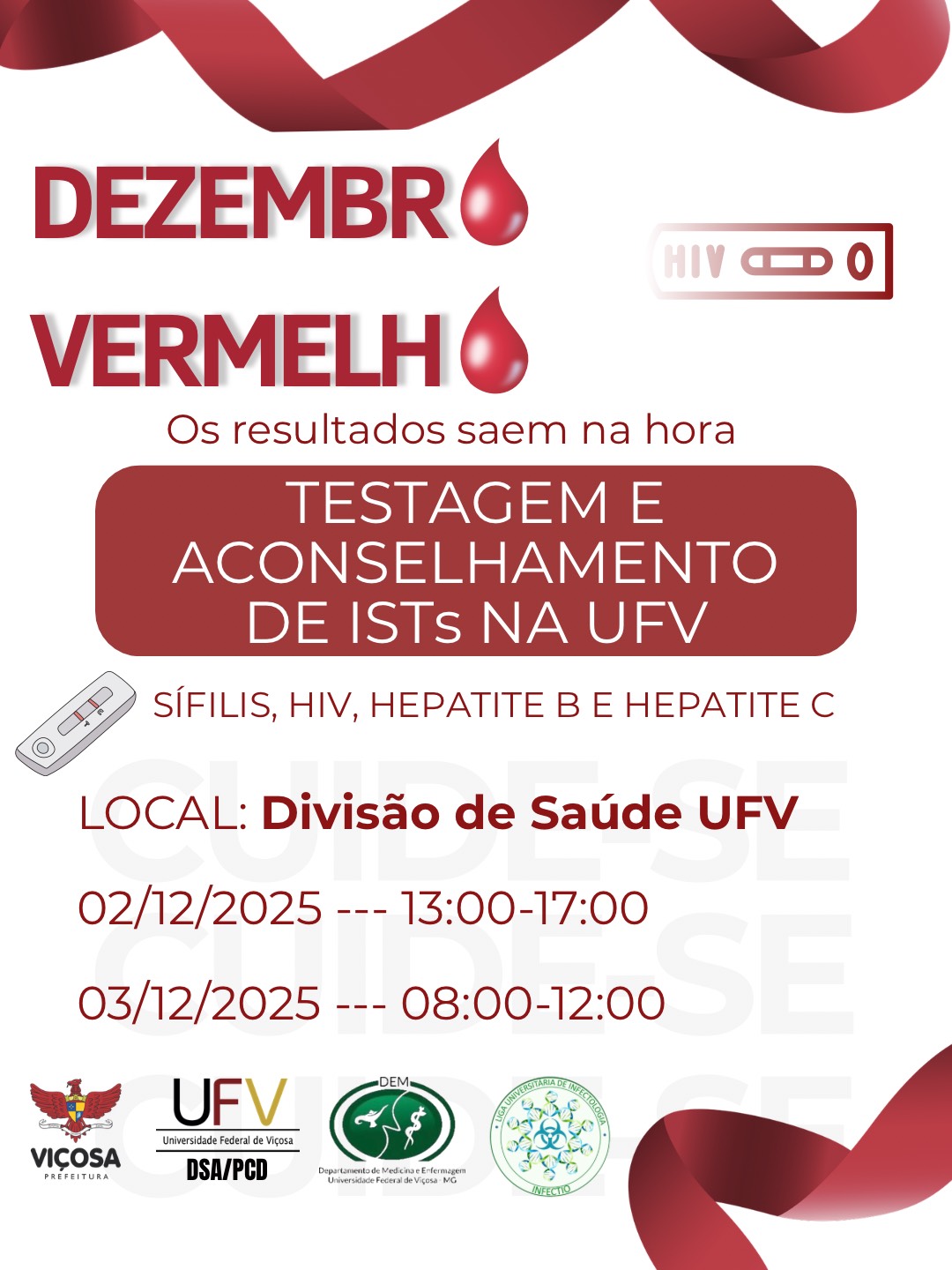 Cartaz vertical com informações do evento. 